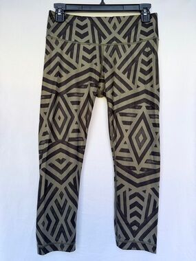 Lululemon Wunder Under Crop II - Chevron Shuffle Fatigue Green Black